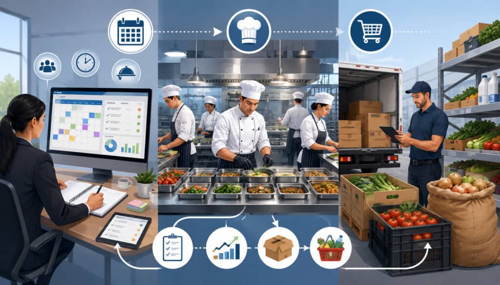 Planning lead times, kitchen production, and food purchasing workflow