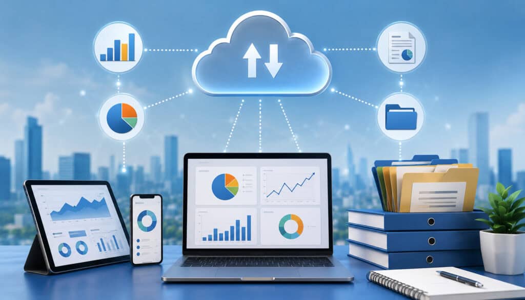 Cloud-based reporting dashboard with centralized records and connected devices