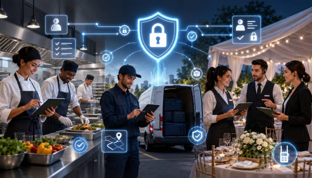 Secure kitchen, delivery, and event teams using connected digital tools