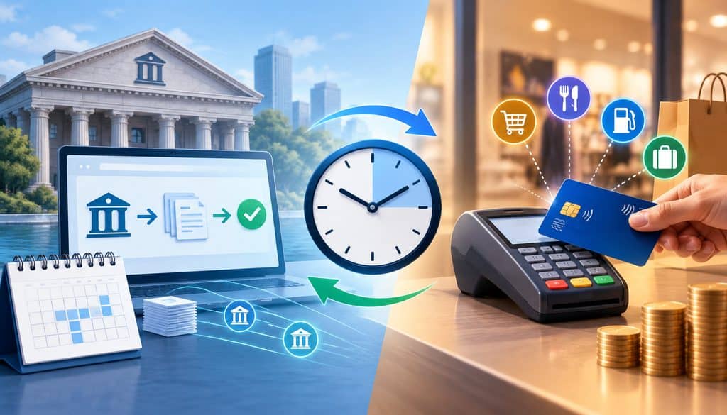ACH settlement timing compared with card funding